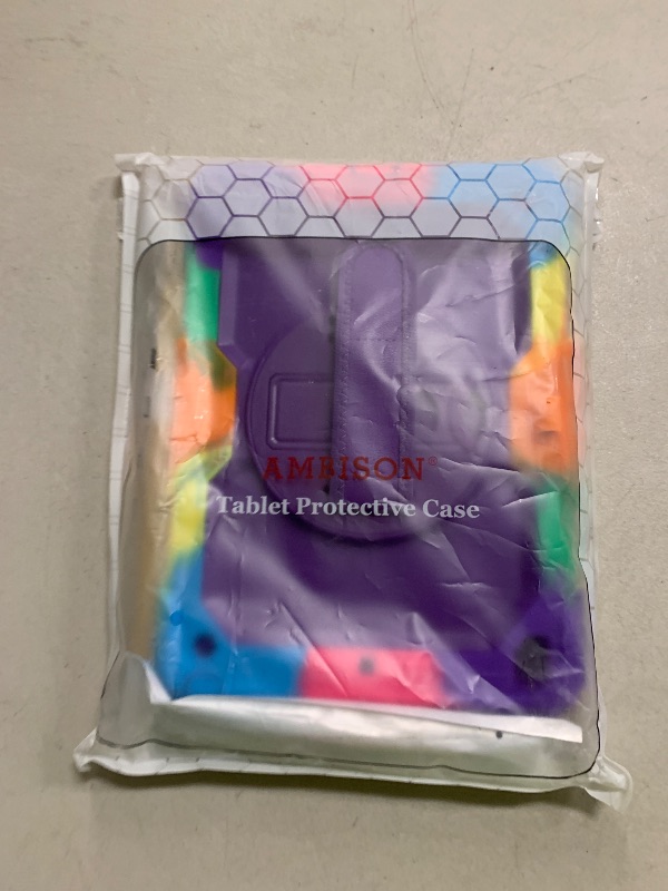 Photo 1 of [Kid Proof] Ambison Full Body Protective Case with 9H Tempered Glass Screen Protector, 360° Rotatable Kickstand & Hand Strap (Purple)