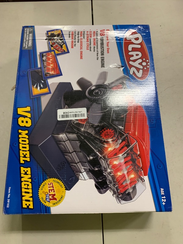 Photo 1 of Playz V8 Combustion Engine Model Kit That Runs - Build Your Own STEM Mini V8 Model Engine Kit for Adults & Kids Age 12+, Visible V8 Mini Engine Kit That Works for Adult w/ 270 STEM Parts