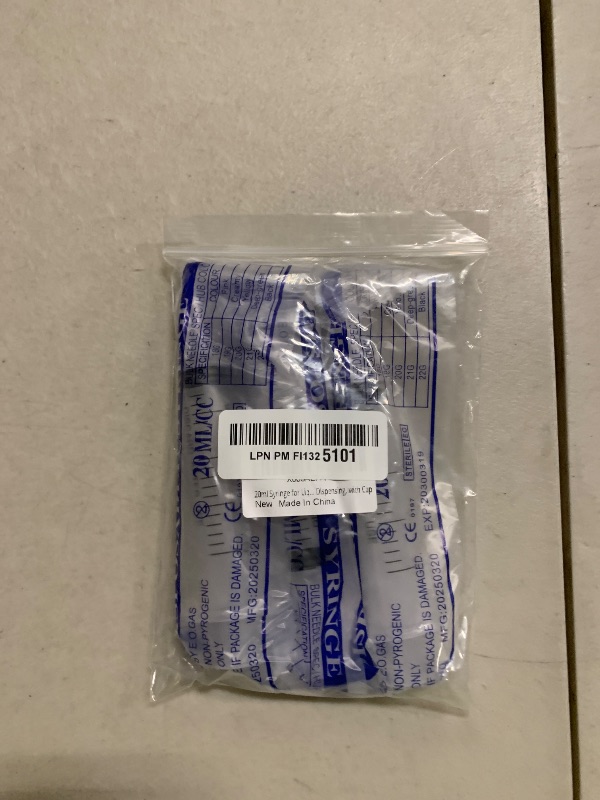 Photo 1 of 20ml Syringe for Liquid, Oral, Scientific Labs, Measurement, Dispensing, with Cap- 3 Pack 20ml Syringes