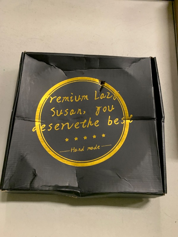 Photo 1 of 12" Wooden Lazy Susan Turntable for Cabinet – Roud Rotating Spice Rack Organizer, Gray Kitchen Countertop Tray for Dining Table & Pantry Storage ?Gray & Gold?