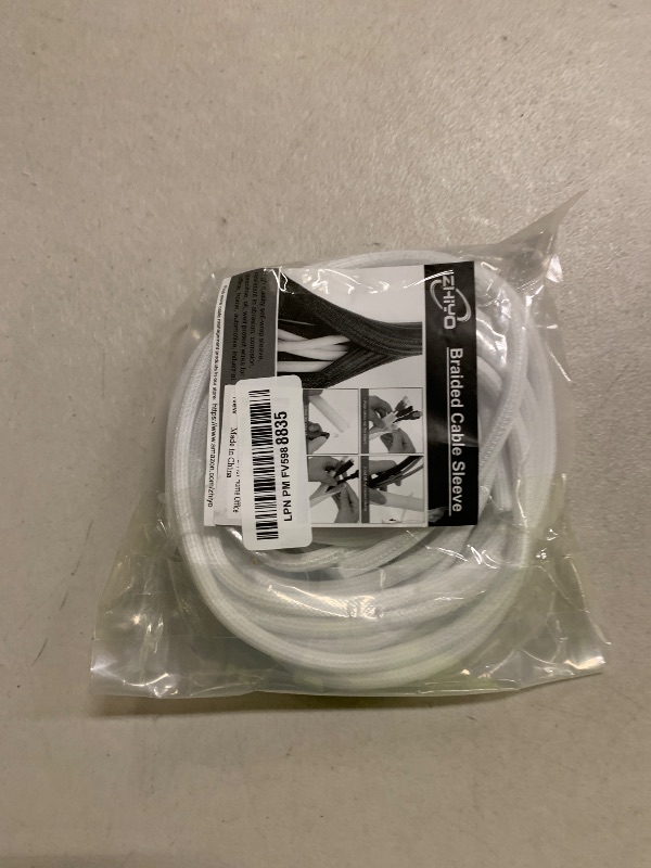 Photo 1 of 20ft - 1/4 inch White Cable Sleeve, Cable Organizer for Desk PC TV Computer, Wire Protector Cable Wrap Cover, Cord Management for Home Office