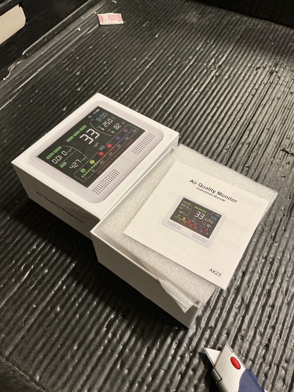 Photo 1 of 16-in-1 Indoor Air Quality Monitor - 10Hr Battery High Precision CO2, PM1.0/2.5/10, HCHO, TVOC, Temp & Humidity Meter Tester with 7-Level AQI Alerts for Home, Nursery, RV, Office,Camping