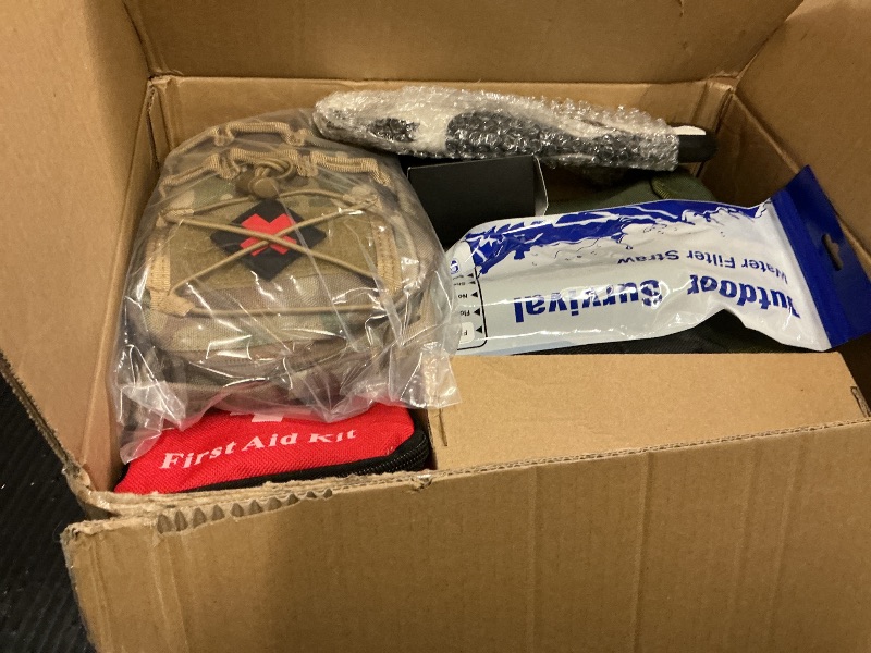 Photo 1 of Survival First Aid Kit,99PCS Professional Survival Gear Large Hiking Backpack with Emergency Equipment Outdoor Adventure Accessories,Gift for Men Father - (Camo-Brown)