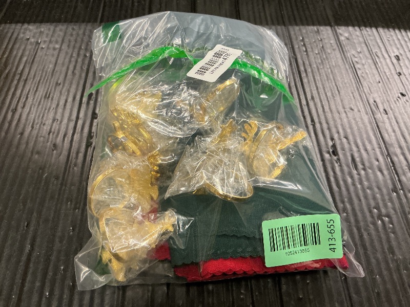 Photo 1 of 16 Pcs Christmas Napkin Rings Cloth Set, Include 8 Pieces Gold Napkin Rings with 8 Pieces Solid Color Dinner Napkins for Party Decoration, Dinning Table, Holiday, Wedding, Tabletop Décor