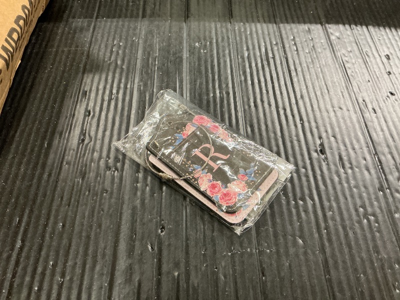 Photo 1 of 2 Pcs PU Leather Luggage Tag for Suitcases with Privacy Shield and Name ID Tag Address Card Travel Cruise Luggage Tag, Suitable for Men and Women Baggage Handbag Backpack,Flower and Monogram(Letter R