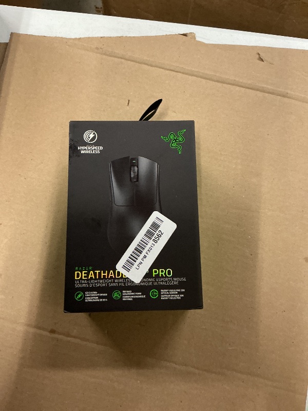 Photo 1 of Razer DeathAdder V3 Pro Gaming Mouse: 63g Ultra Lightweight - Focus Pro 30K Optical Sensor - Fast Optical Switches Gen-3 - HyperSpeed Wireless - 5 Programmable Buttons - 90 Hr Battery - Black