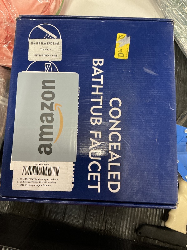 Photo 1 of SHAMANDA Waterfall Wall Mounted Bathtub Faucet with Hand Shower, Bathroom Single Handle Tub Faucet Modern Brass Tub Shower Faucet Set(Including Rough-In Valve Body and Trim), Matte Black, L901-7