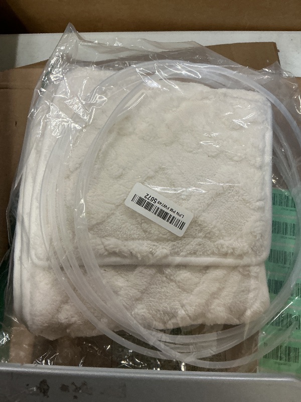 Photo 1 of 28 Inch Christmas Tree Collar White Plush Faux Fur with Crossed Diamond Pattern, Soft Boho Xmas Tree Ring Beige Tree Skirt for Christmas Artificial Trees Holiday Party Home Decor