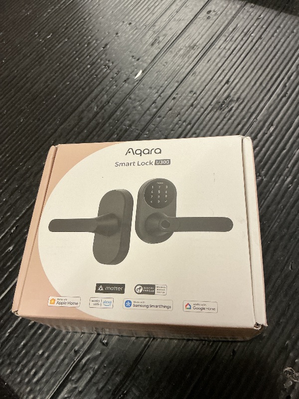 Photo 1 of Aqara Smart Lock U300, Fingerprint Keyless Entry Door Lock with Handle, Matter Over Thread with Apple Home Keys, Touchscreen Keypad, Smart Lever Lock Supports Apple Home, Alexa, Google, IFTTT, Black