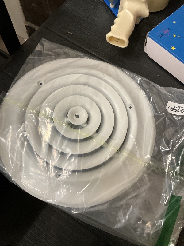 Photo 1 of HBW 8" Round Ceiling Diffuser White Powder Coated with Outside Dimension of 12" Fitting in 8" Duct