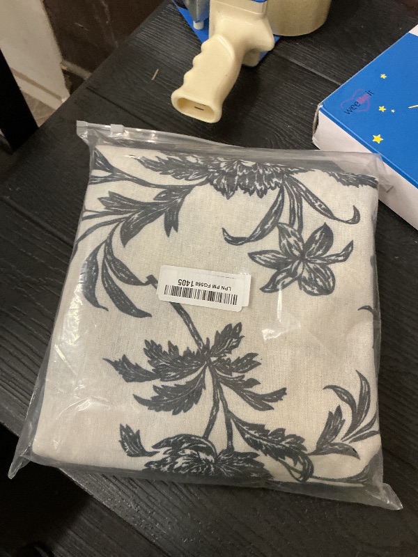 Photo 1 of WOUVMA Black Shower Curtain Floral Cotton Linen Cottagecore Shower Curtain for Bathroom 72" W x 78" L