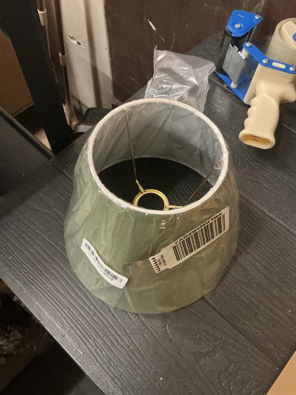 Photo 1 of Aspen Creative 56003 Transitional Hardback Empire Shape UNO Construction Lamp Shade in Celadon, 9" Wide (5" x 9" x 7")