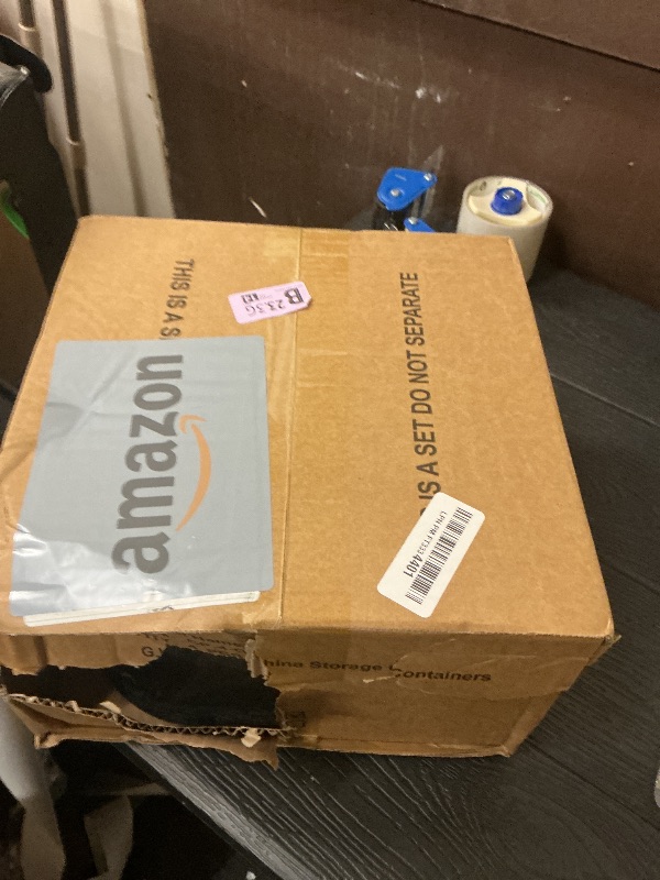 Photo 1 of 4 Piece China Storage Containers, Dish Storage Containers with Clear Windows, Hard Shell Plate Organizer with Handles, Stackable Moving Boxes for Dishes, Glassware, Dinnerware, Plates, Dark Gray