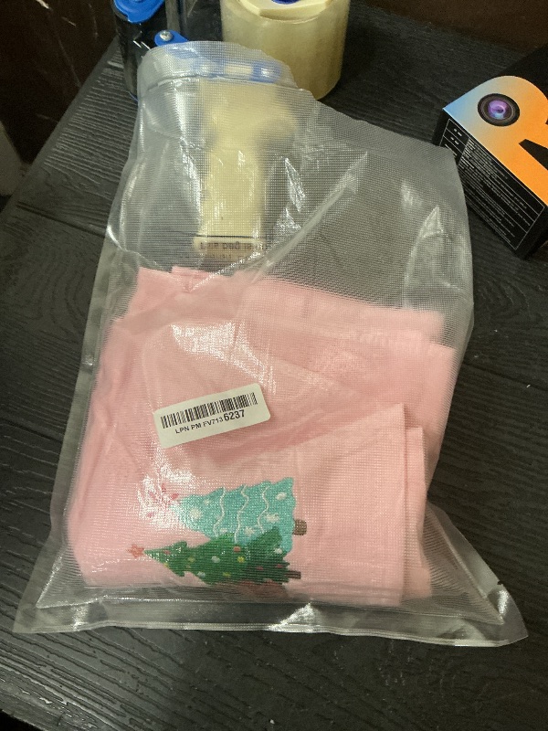 Photo 1 of 2 Pack Pink Christmas tree Hand Towels Cotton Jacquard snowflake Embroidered Merry and Bright holiday Kitchen dish Towels Neutral Pastel Bath Towels Set gift Seasonal Xmas Winter Bathroom Decor