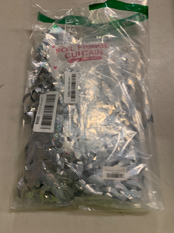 Photo 1 of 2 Pack Silver Backdrop Curtain Tinsel Streamers Sparkle Metallic Wavy Foil Fringe Photo Booth Props for Birthday Graduation Bachelorette New Year Christmas Wedding Disco Party Decorations