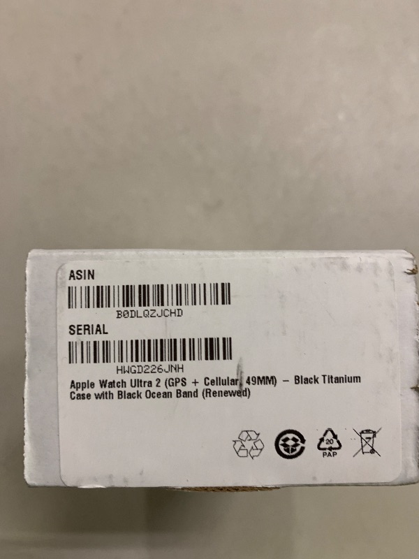 Photo 1 of Apple Watch Ultra 2 (GPS + Cellular, 49MM) - Black Titanium Case with Black Ocean Band (Renewed)