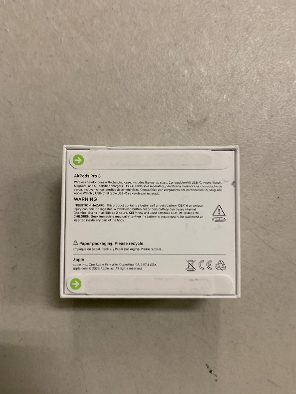 Photo 1 of Apple AirPods Pro 3 Wireless Earbuds, Active Noise Cancellation, Live Translation, Heart Rate Sensing,Hearing Aid Feature,Bluetooth Headphones,Spatial Audio, High-Fidelity Sound, USB-C Charging, White