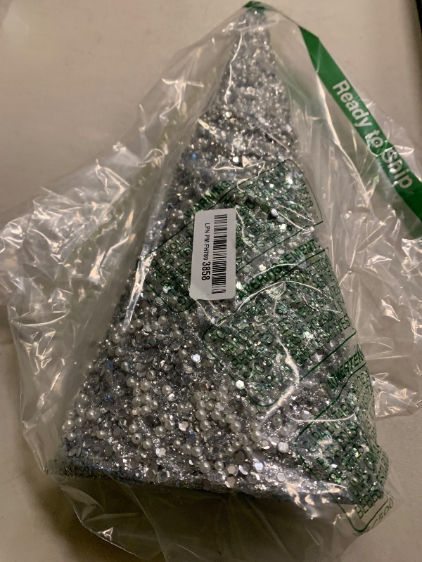 Photo 1 of 17.7" Glitter Bead and Sequin Artificial Tabletop Christmas Tree, Silver