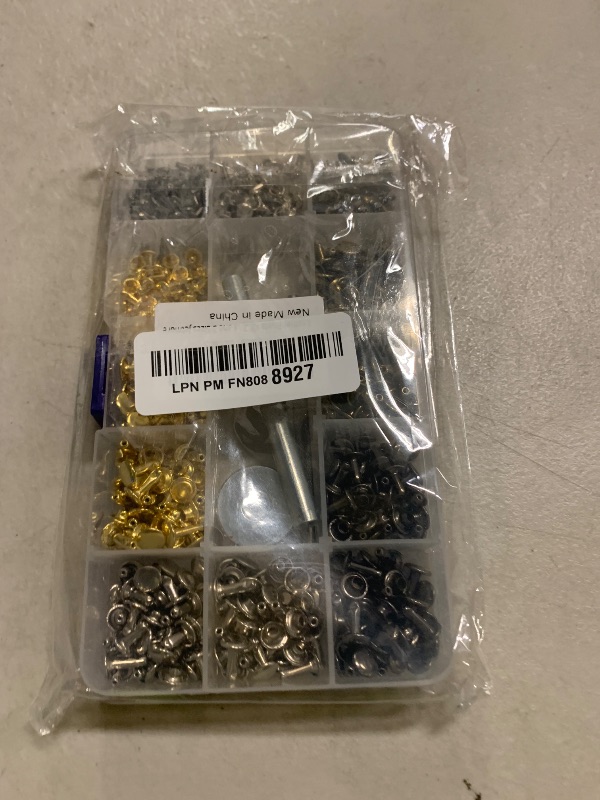 Photo 1 of 240 Sets Leather Rivets Kit, Double Cap Brass Rivets Leather Studs with 3PCS Setting Tools for Leather Repair and Crafts, 4 Colors and 3 Sizes