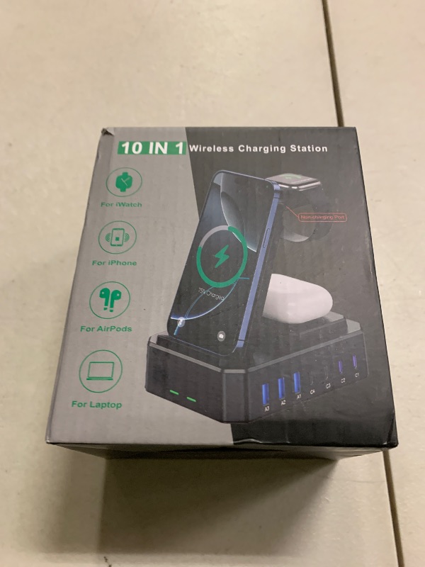 Photo 1 of 300W Charging Station for Multiple Devices Apple,10 in 1 Wireless Charger for iPhone,GaN III USB C 65W PD Fast Charging Stand Dock for MacBook,iWatch&Airpods (Wireless Charging Only for Apple)