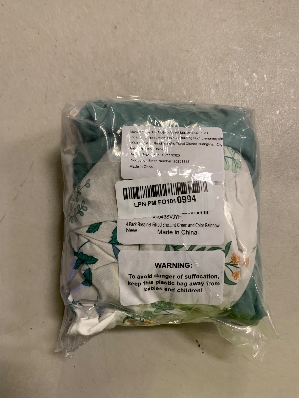 Photo 1 of 4 Pack Bassinet Fitted Sheets Compatible with 19" x 33" Koolababy/Koolerthings, Kiniew, BCOL, Semphis, Cowiewie and IKOMZY Baby Bassinet, Soft and Skin-Friendly, Mint Green and Color Rainbow