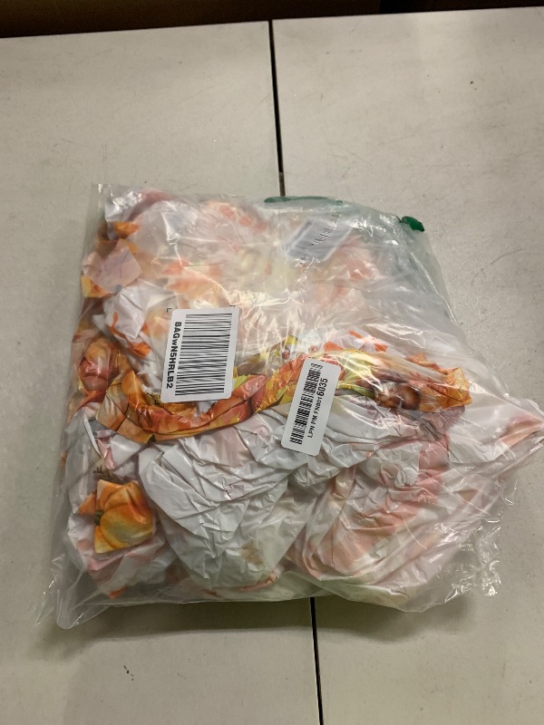 Photo 1 of 123PCS Autumn Party Supplies for Thanksgiving Themed Fall Pumpkin Decoration Tableware Set with Tablecloth and Banner Leaves Harvest Dessert Plates Napkins Cups Hanging Swirl Set for 20 Guests