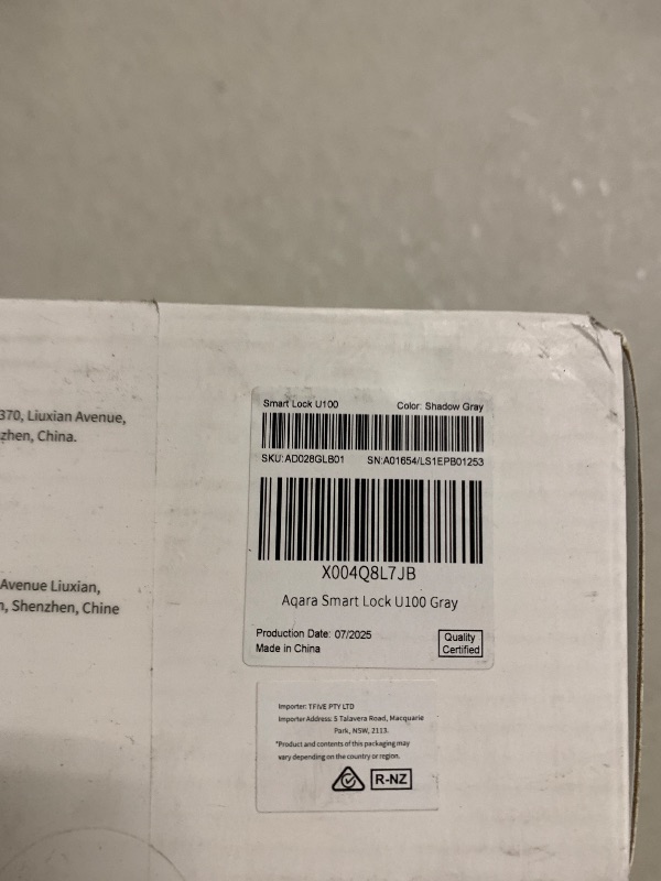 Photo 1 of Aqara Smart Lock U100, Fingerprint Keyless Entry Door Lock with Apple Home Key, Touchscreen Keypad, Bluetooth Electronic Deadbolt, IP65 Weatherproof, Supports Apple HomeKit, Alexa, Google, IFTTT, Gray