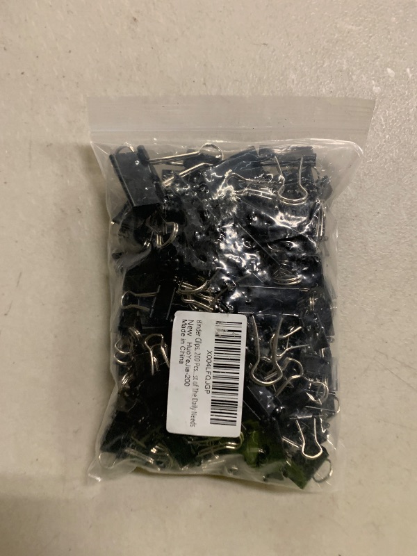 Photo 1 of 200 Count Binder Clips Assorted Sizes, 4 Sizes Large, Medium, Small, Mini, Metal Paper Clamps, Bulk Black Clips Office Supplies (1 1/4", 1", 3/4", 1/2 Inch) KKEETUR