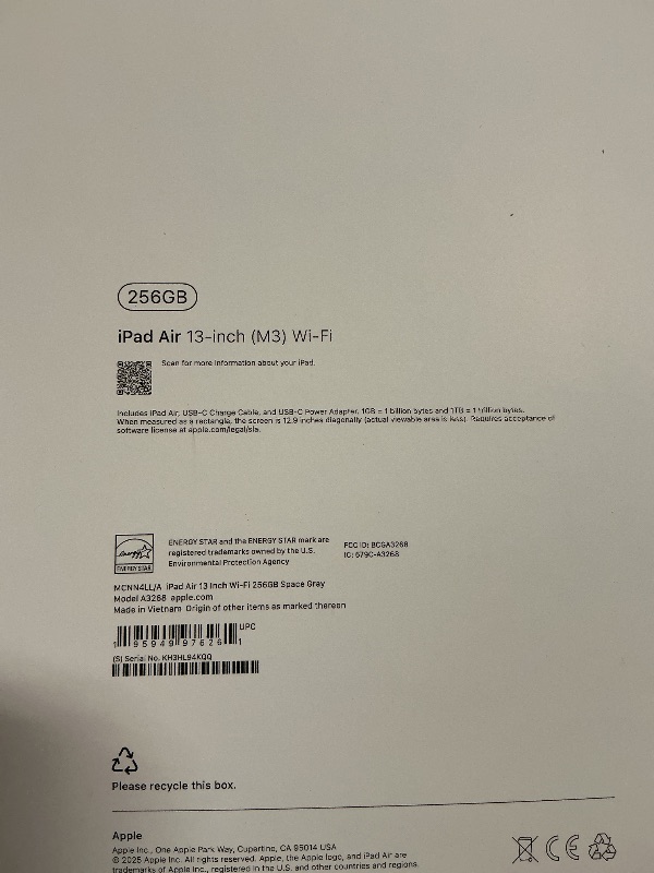 Photo 1 of Apple - 13-inch iPad Air M3 chip Built for Apple Intelligence Wi-Fi 256GB - Space Gray