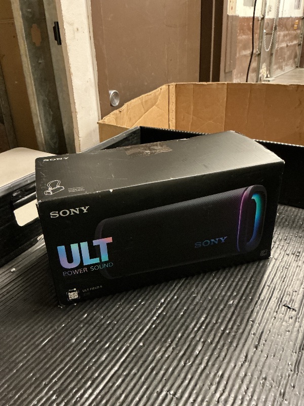 Photo 1 of Sony ULT Field 5 Wireless Portable Bluetooth Speaker, IP67 Waterproof, Dustproof, and Rustproof with Enhanced Bass, 25 Hour Battery, 360° Party Light, and Shoulder Strap (SRSULT50B), Black