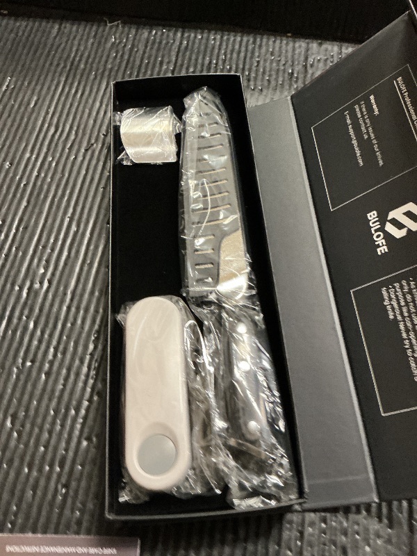 Photo 1 of BULOFE 8 Inch Chef Knife, Kitchen Knife with Sharpener and Finger Guard, Professional Steel Sharp Chef's Knife Set with Ergonomic Handle, Gifts for Christmas, Black