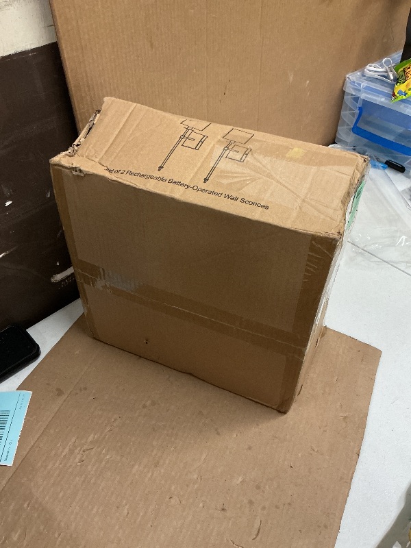 Photo 1 of 24.8 Inch Black Battery Operated Wall Sconces Set of 2, Rechargeable Wireless Wall Lights with Remote & White Fabric Shade, Indoor Not Hardwired Dimmable Wall Lamps for Bedroom, 2 Bulbs Included