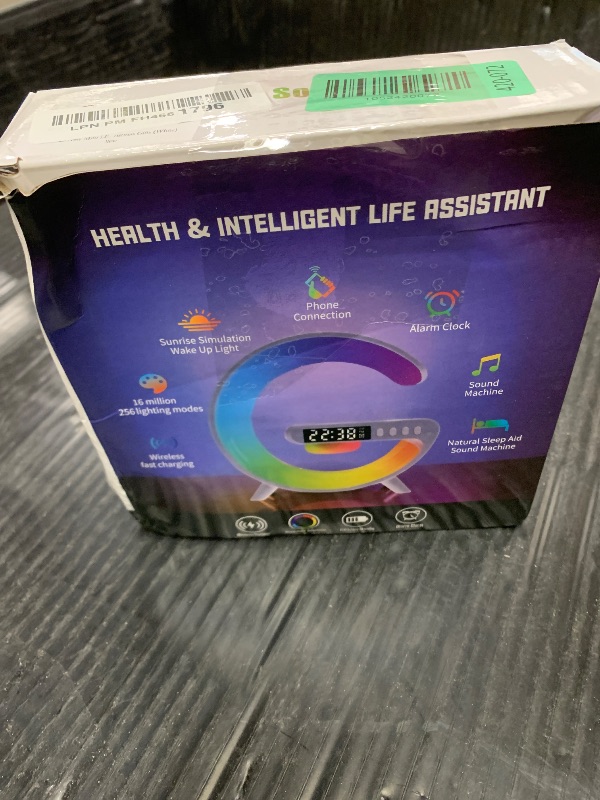 Photo 1 of 2025 New Mini LED Table Lamp, Wireless Charging Atmosphere Lamp, Bluetooth Speaker, Dimmable Night Light, Bedside Lamp, Alarm Clock for Christmas Gifts (White)