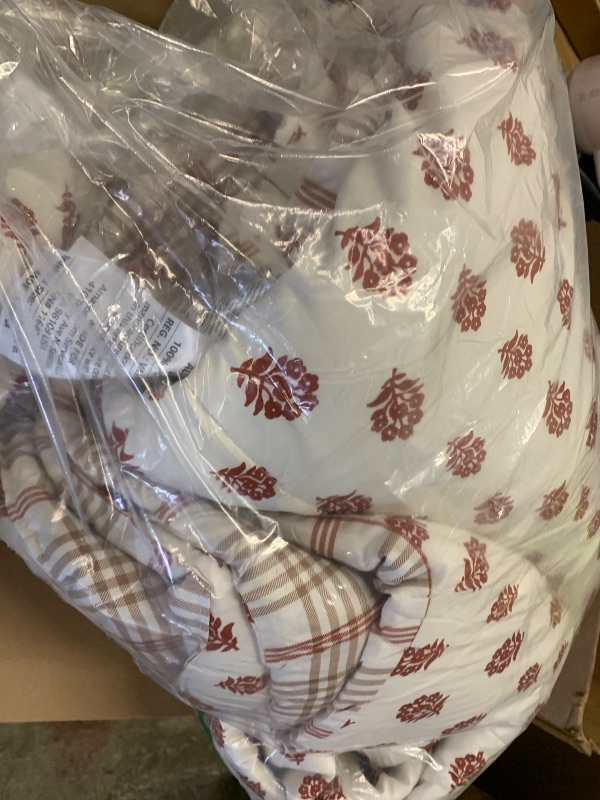 Photo 1 of Amazon Basics Lightweight Microfiber Comforter Sets, 3-Pieces, Off White, Floral, Full/Queen