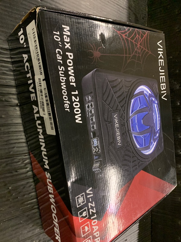 Photo 1 of 1200W Subwoofer, Slim Underseat Car Subwoofer and Amp Package with Ambient Light, Individual Control for Low Pass/Gain/Boost Bass, Loud Stereo Sound, Deep Bass Perfect for Truck/SUV/Jeep/MPV (Black)