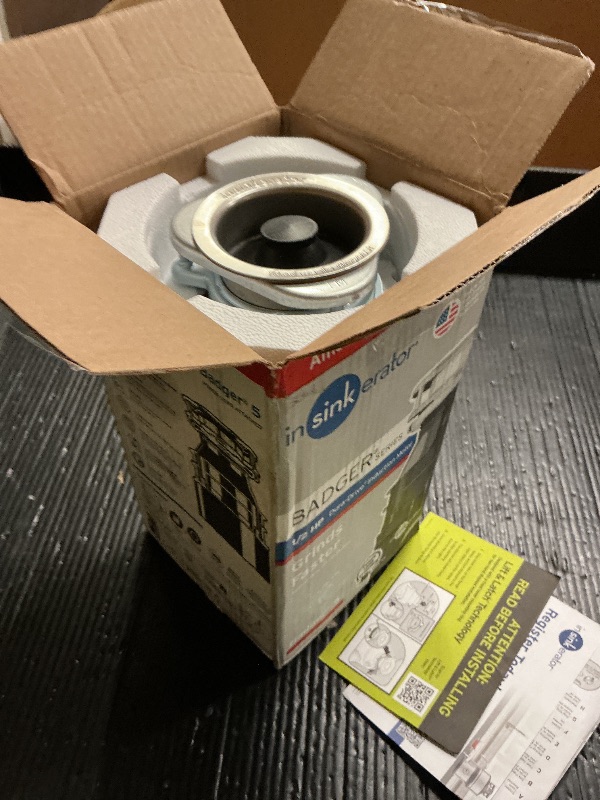 Photo 1 of InSinkErator Badger 5 Garbage Disposal with Power Cord, Standard Series 1/2 HP Continuous Feed Food Waste Disposer, Badger 5 W/C, No Size, Black/Gray