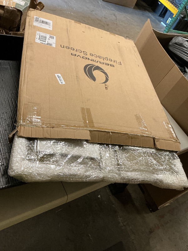 Photo 1 of BEAMNOVA Fireplace Screen, 50 x 32 in, Bronze, 3 Panel Decorative Flat Cover, Vintage Arched Mesh Rustic Decoration, Modern Outdoor Fire Pit Protector