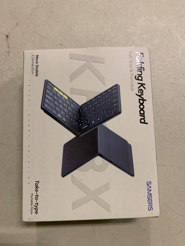 Photo 1 of Samsers Full-Size Foldable Bluetooth Keyboard, KF08X Wireless Folding Keyboard with Backlight, Portable Travel Keyboards for iPhone iPad Smartphone Tablet Laptop, Android Windows Mac OS - Black