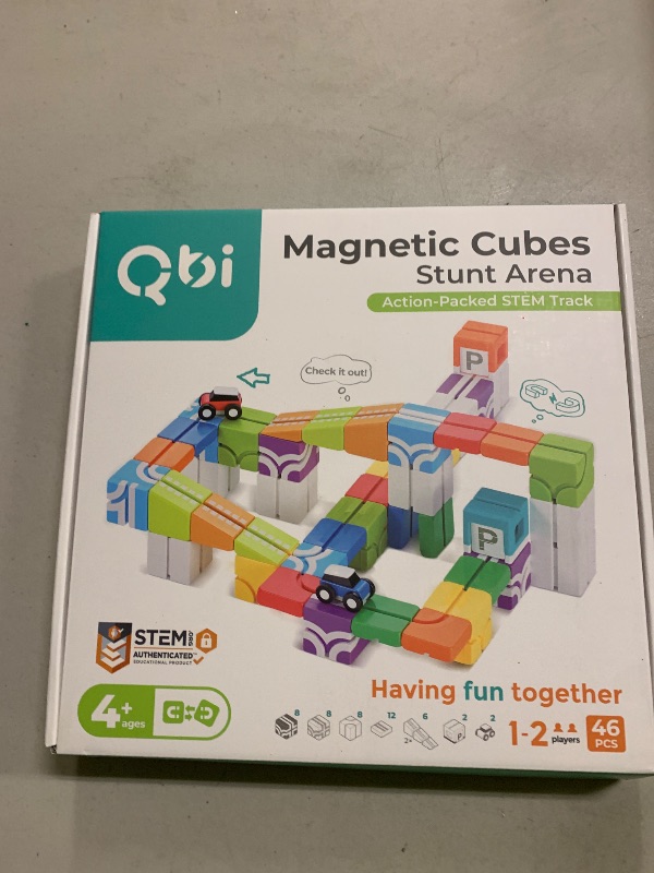 Photo 1 of QBI Magnetic Building Blocks Car Track Set, 46PCS STEM Learning Toys for Kids Ages 4-8, Sensory Magnetic Blocks with 2 Push-and-go Cars | Educational Montessori Magnet Cubes for Boys & Girls