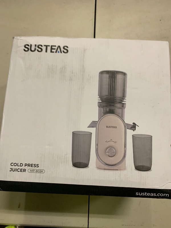 Photo 1 of SUSTEAS Cold Press Juicer, 5.3" Feed Chute Slow Masticating Machines with 300W, Fit Whole Fruits & Vegetables, High Juice Yield, Easy to Clean, White