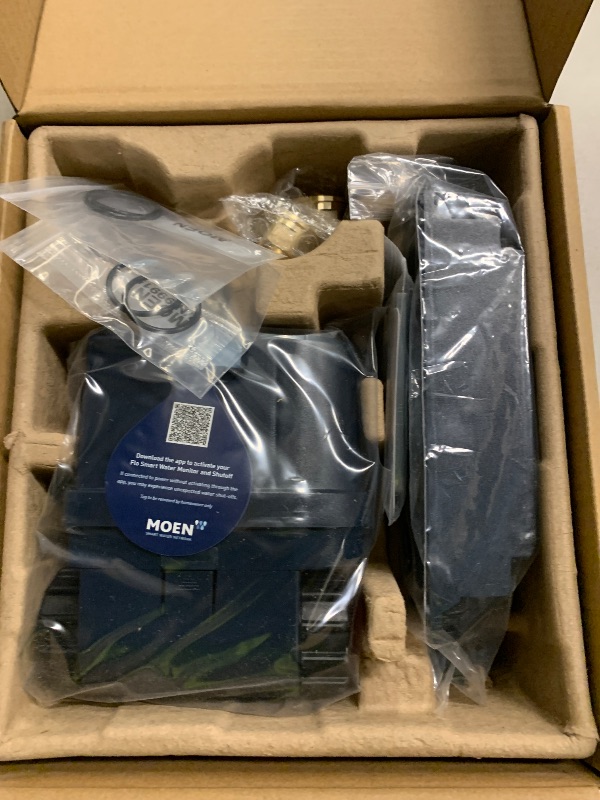 Photo 1 of Moen Flo Smart Water Monitor and Automatic Shutoff Sensor, Wi-Fi Water Leak Detector for 3/4-Inch Diameter Pipe, 900-001
