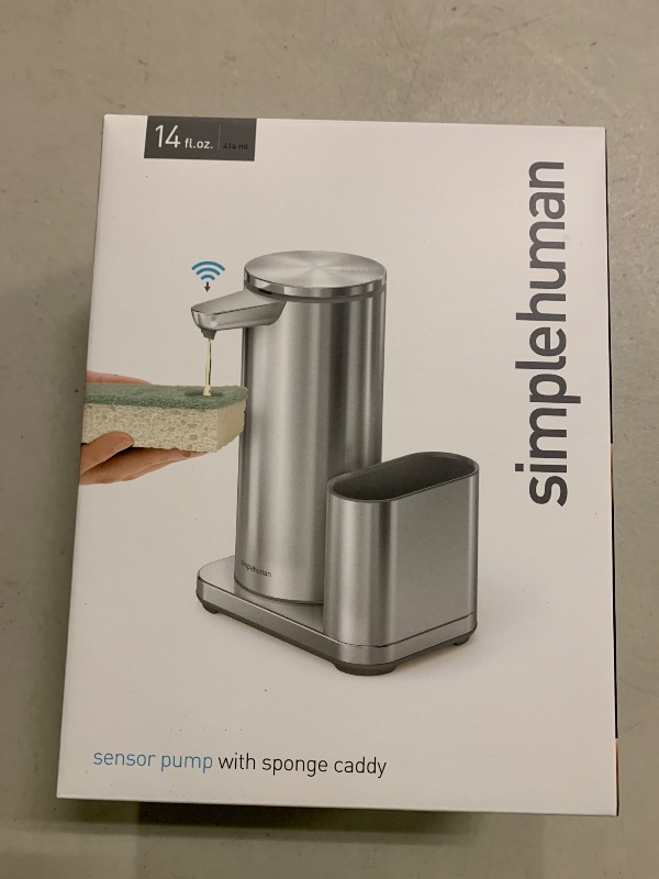 Photo 1 of 14 oz. Liquid Sensor Pump with Caddy, high-Grade Brushed Stainless Steel