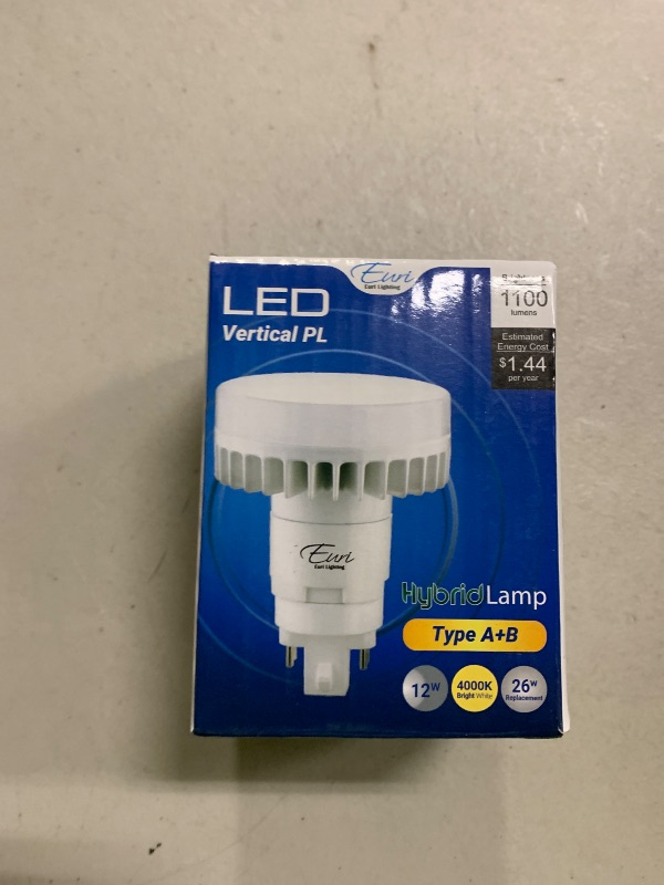 Photo 1 of Euri Lighting EPL-2140Hv Non-Dim Hybrid (A+B) LED Vertical PL, G24Q, 12W (26W Equal) 1100lm, Bright White (4000K), 80 CRI, AC120-277V, 140° Angle,5YR 50K HR WTY, One Count