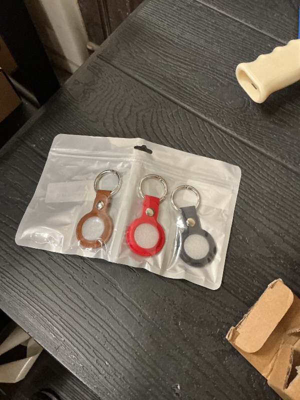 Photo 1 of 4 Pack for Airtag Holder, for Air Tag Keychain, PU Leather for Airtag Case, Air Tagsmate for Luggage, Comes with Ring Metal Snap Keyring for Luggage, Keys, Pets, Kids Bag