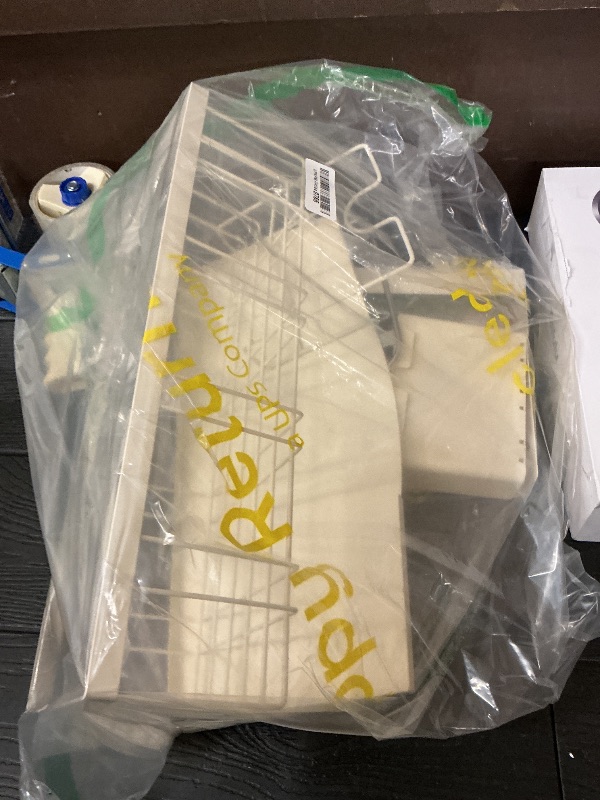 Photo 1 of MeiChaoMeiJia Dish Drying Rack - Compact Dish Drainer for Kitchen Counter with Dishwashing Holder, White Large Metal Plate Drying Organization and Storage Sink Rack, Ivory