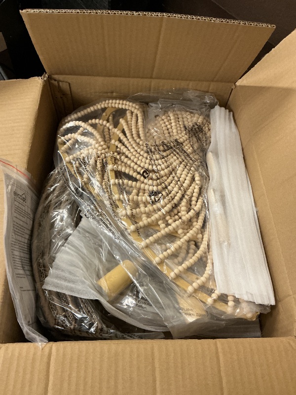 Photo 1 of ELYCCUPA Wood Beaded Rattan Chandelier Boho Hand Woven Pendant Light 6-Lights Adjustable Coastal Pendant Lighting Fixtures for Dining Living Room Kitchen Hallway, Dia 20”, UL Listed