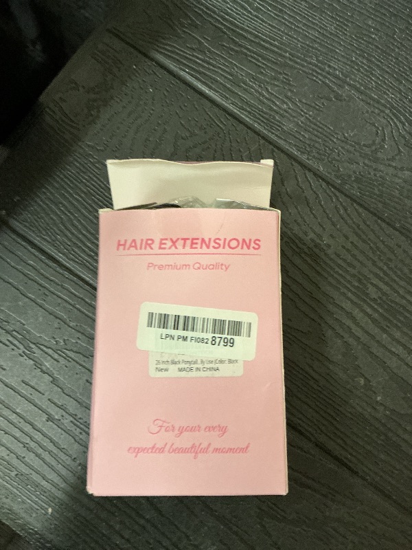 Photo 1 of 26 inch Black Ponytail Extension, Drawstring Ponytail for Women, Long Wavy Pony Tails Hair Extensions, Synthetic Hair Extensions Ponytail for Daily Use (Color: Black)