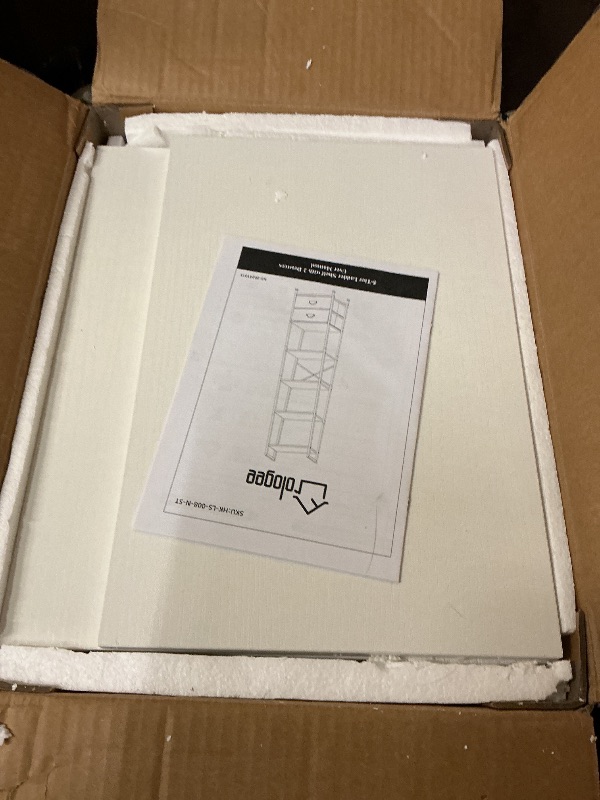 Photo 1 of Furologee 5-Tier Ladder Shelf with 2 Drawers,Narrow Bookshelf Storage Shelves,Industrial Bookcase Freestanding Rack Units for Bedroom,Living Room,Bathroom,Home Office,Balcony,Wood Metal, White