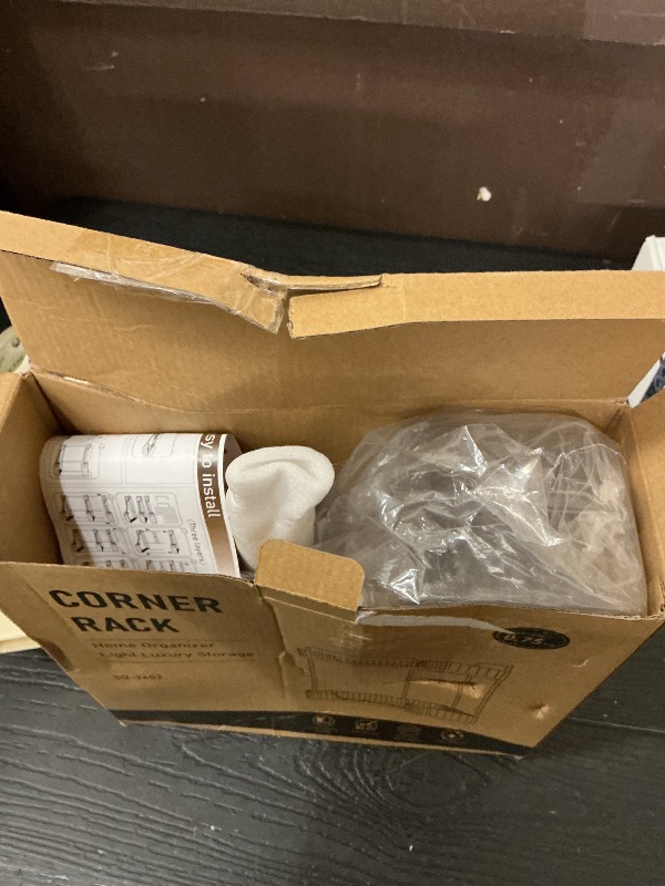 Photo 1 of INVSSENE Corner Bathroom Countertop Organizer, Vanity Trays for Counter, Makeup Organizers, Perfume Tray, Kitchen Spice Rack, (Clear, 2 Tiers)