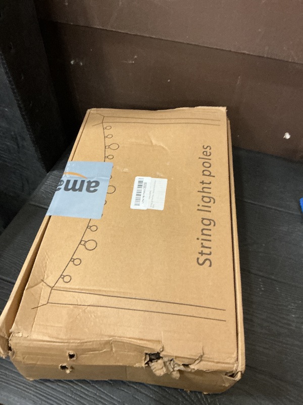 Photo 1 of 10Ft String Light Poles 4 Pack,Light Poles for Outside Lights,Outdoor with Fence Brackets Hanging Lights,Metal Stand Deck Patio Backyard